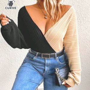 Black and Cream Ribbed Women Top